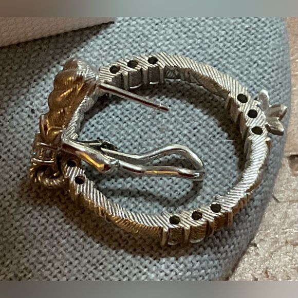 Judith Ripka: Sterling silver earrings n circle charm attached to 20”chain set. - Picture 7 of 13